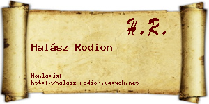 Halász Rodion névjegykártya